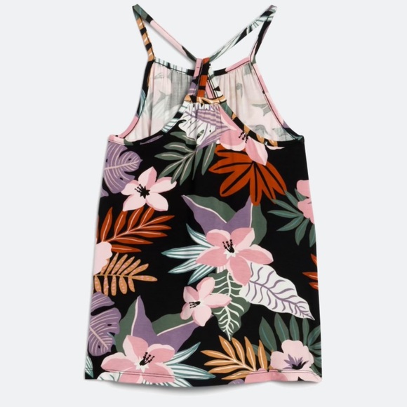 Pink and Green Sleeveless Tropical Tank Top - Picture 2 of 3
